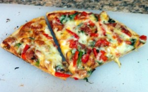 Sausage, Rapini and Roasted Red Pepper Pizza